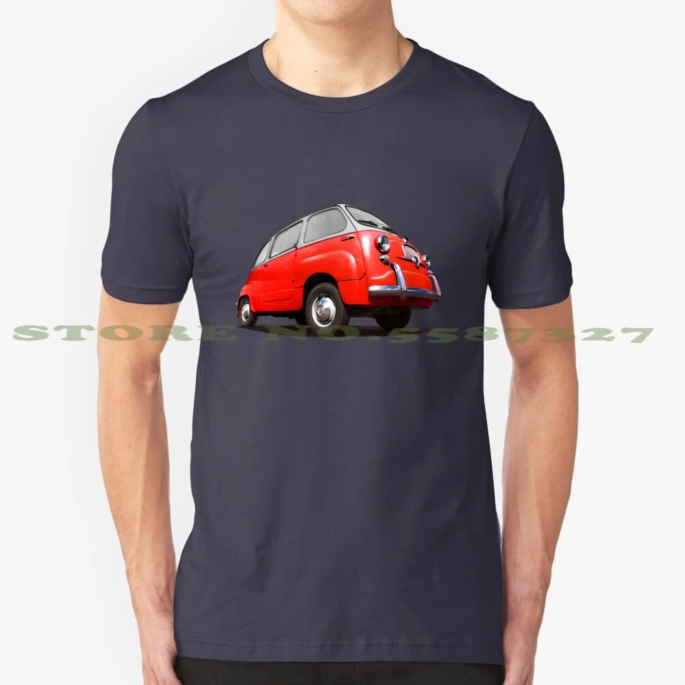 Fiat 600 Multipla In Red 100% Pure Cotton T-Shirt Multipla Classic Italy Italian Car 600D Sixties Vehicle Auto Micro Bus Mini