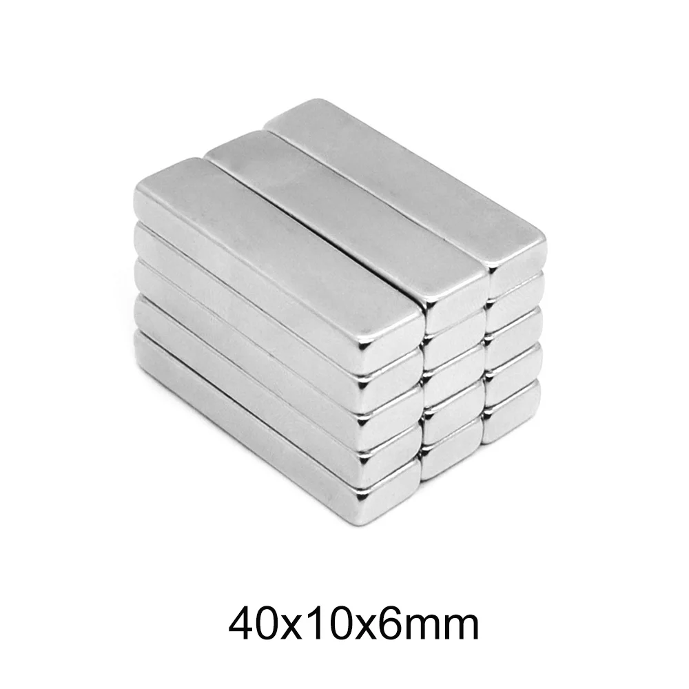 2/5/10/20/30pcs 40x10x6 Neodymium Magnet 40*10*6 Powerful Permanent Magnet 40x10x6mm Block Search Magnets N35 thickness 6mm