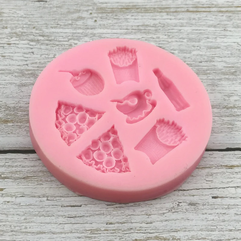 Chips Pizza Coffee Cola Food Theme Shape Silicone Fondant Cake Mold Cupcake Candy Chocolate Decoration Baking Tool Moulds FQ1726