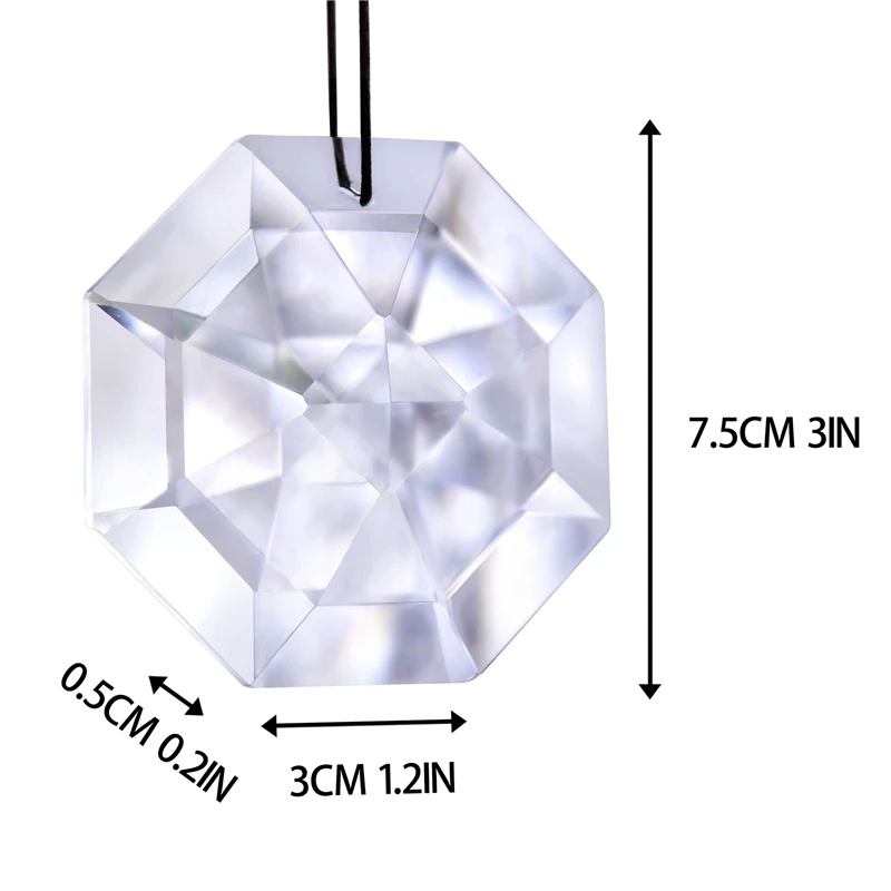 H & D 75mm avize sekizgen kristal Prism prizma Suncatcher Feng Shui dekorasyon gökkuşağı Maker DIY kolye asılı süsleme