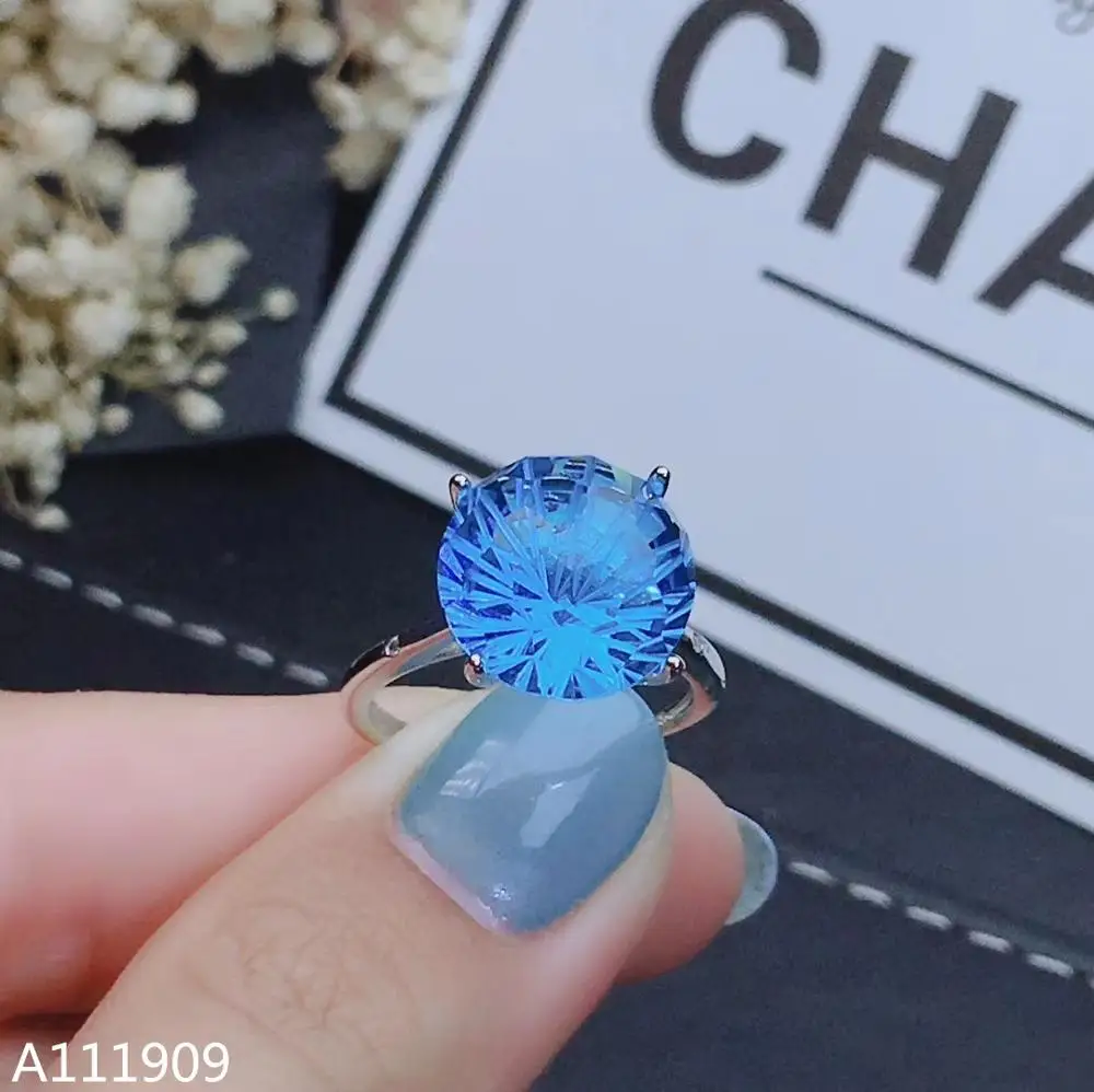 

KJJEAXCMY Boutique Jewelry 925 Sterling Silver Inlaid Natural Blue Topaz Ring Female Support Detection beautiful