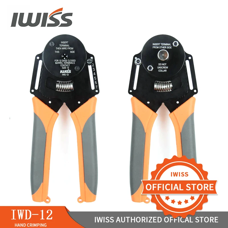 iwiss iwd12 fechado tambor crimper ferramenta vias travessao para deutsch amphenol conectores mini alicate de friso 01