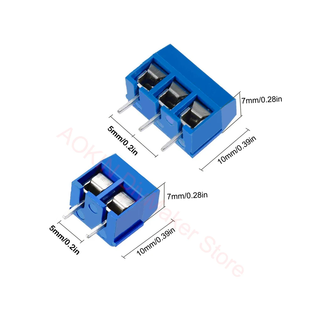 30 pcs KF301 2-Pin/3-Pin/4-Pin Blue Green 5mm Pitch PCB Terminal Block Mount Screw Terminal Connector for Wires