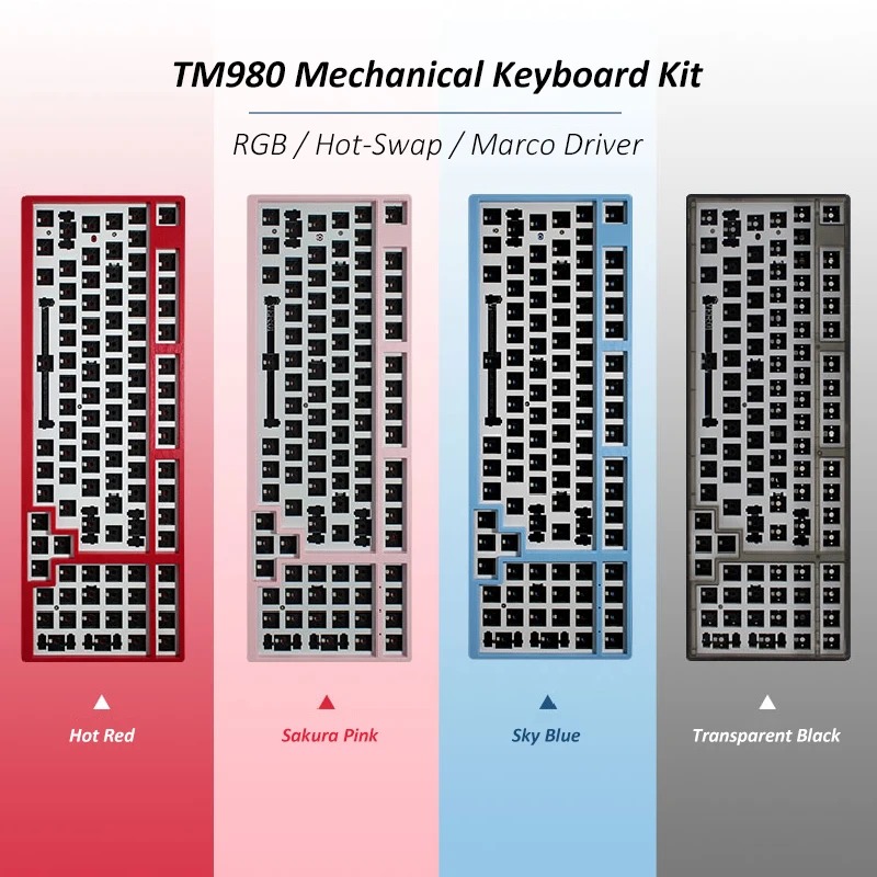 

TM980 Mechanical Keyboard Kit Hot Swap Switch Wireless 3 Mode RGB Compatiable With 3/5 Pins in 2.4Ghz Bluetooth-compatible 5.0