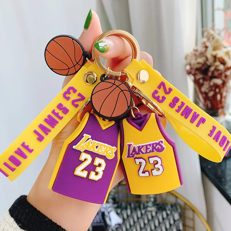 Summer Sports Games James Basketball Keychain For Women Rubber Trinkle Key Ring Chains Car Bag Charm For Girl Boy Gift D829