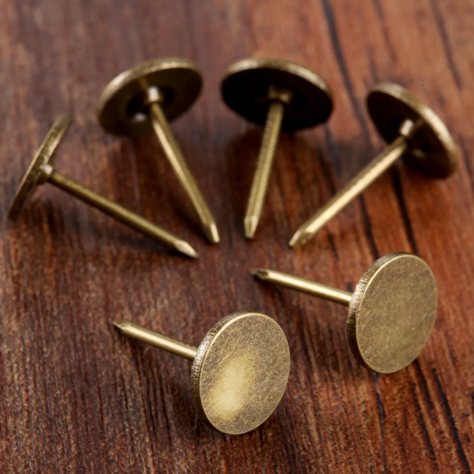 100pcs Flat Upholstery Nails Sofa Studs Pins Tacks Antique Bronze Iron Vintage Jewelry Wooden Box 11mm*17mm Furniture Hardware