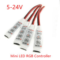 DC 5V-12V-24V 12A 3Keys Mini LED RGB Controller Dimmer Driver For RGB 5050/3528/2835/5730/5630/3014 SMD LED Strip Lights