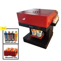New 4cups Coffee Printer Machine with 400ml edible ink for food Coffee Cake Biscuits Cappuccino Macaron Selfie coffee printing