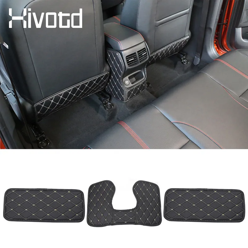 Car Seat Rear Anti-Kick Cover Leather Anti-Dirty Pad Car Styling Protective Mat For Kia Seltos 2020 2021 Interior Accessories