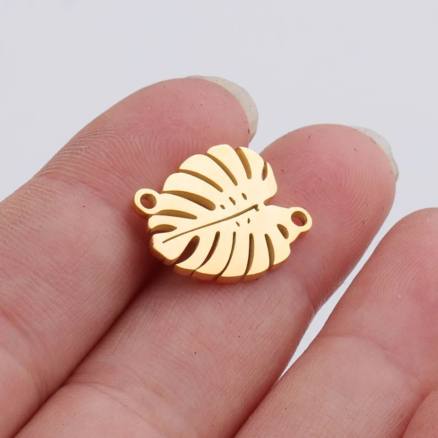 5pcs/lot leaf Stainless Steel Decoration Pendant Connectors Bohemia Handmade Charm Accessories DIY Earrings Jewelry Making