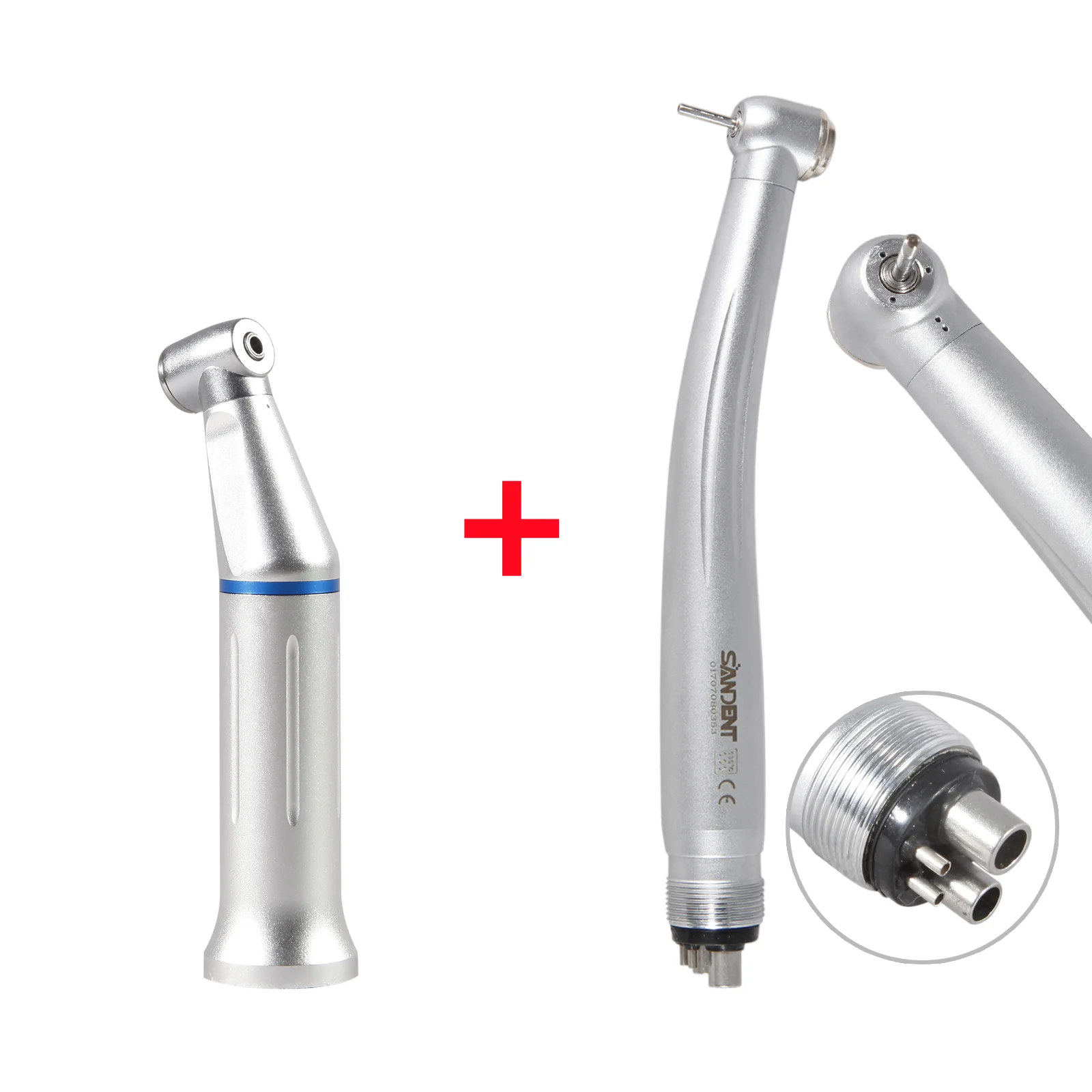 Dental Handpiece Air Turbine 4 Hole Clean Standard Head +Contra Angle Handpiece Inner Water Spray 1:1 Ratio Push Button Type NSK