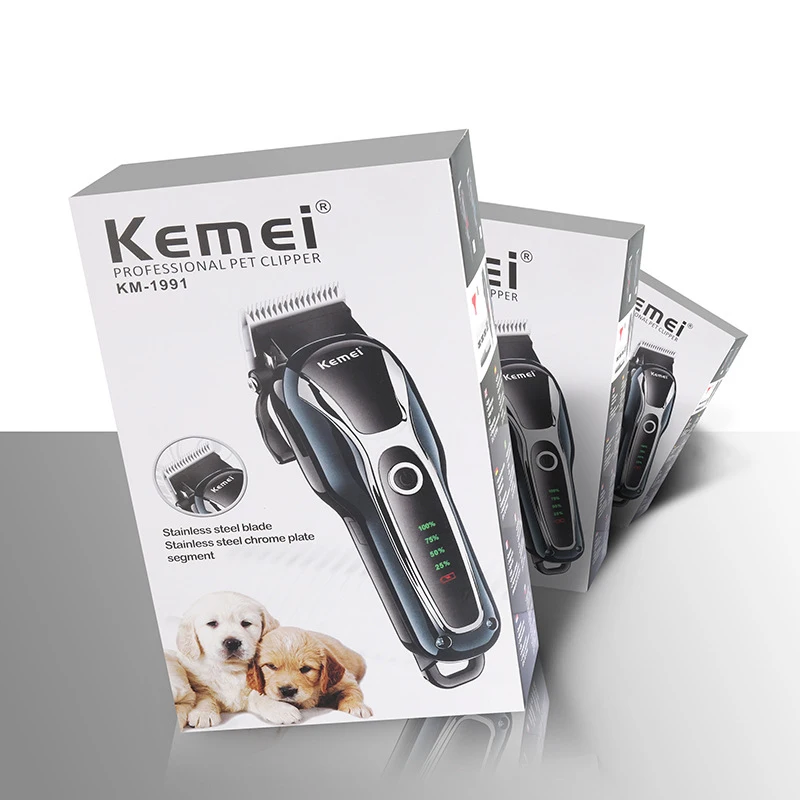 Kemei 1991 Pet Hair Trimmer Clipper Electrical Animal Haircut Machine Cat Dog Grooming Cordless Rechargeable Hair Cutter Remover