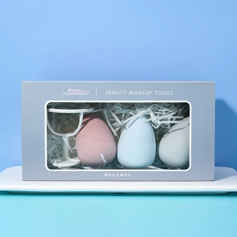 Esponja de maquillaje suave, utensilio para mezclar y quitar cosméticos, 3 unidades