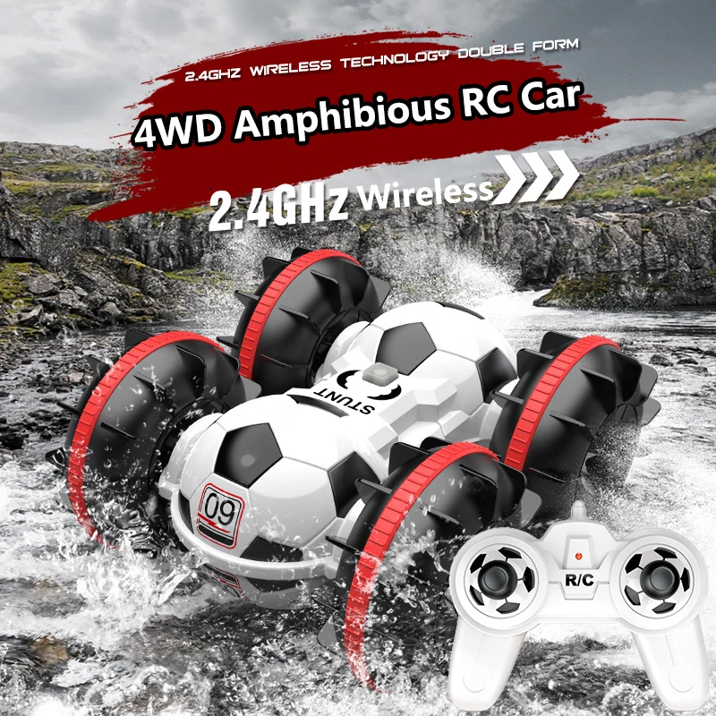 

Football Water Amphibious 4WD Cross Country RC Vehicle Both Side Stunt Driving 360 Degree Rotation Electric Kids Wireless RC Toy