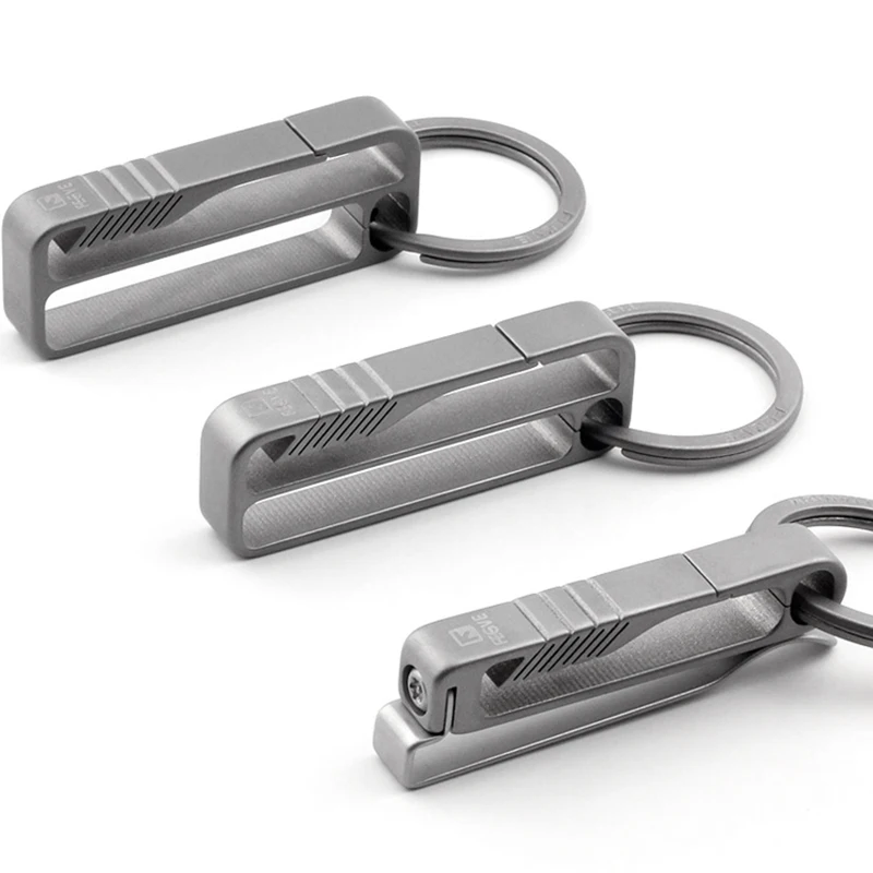 Real Titanium Keychain Luxury Car Key Ring Waist Hanging Buckle Belt Carbine Super Lightweight EDC Key Holder for Man Best Gift