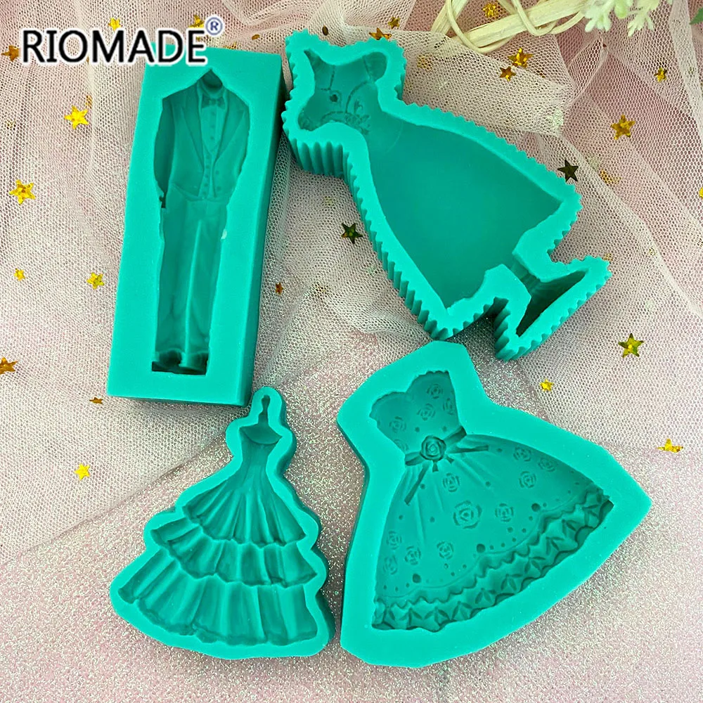 Wedding Dress Silicone Mold Marry Styles Fondant Cake Decorating Tools Chocolate Mousse Dessert Sugar Kitchen Baking Mould