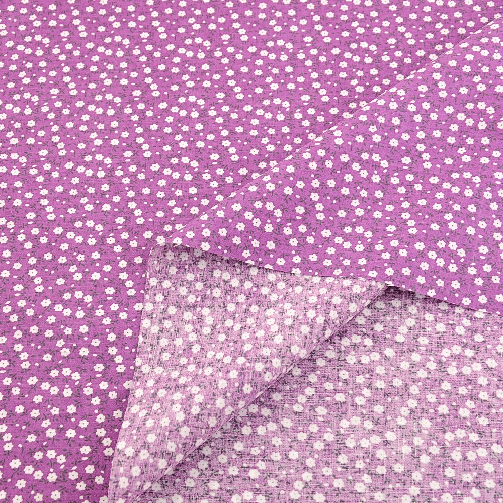 Teramila Purple Pattern Floral Plain 100% Cotton Printed Patchwork Cloth Fabric for Art Sewing DIY Handmade Crafts Needlework