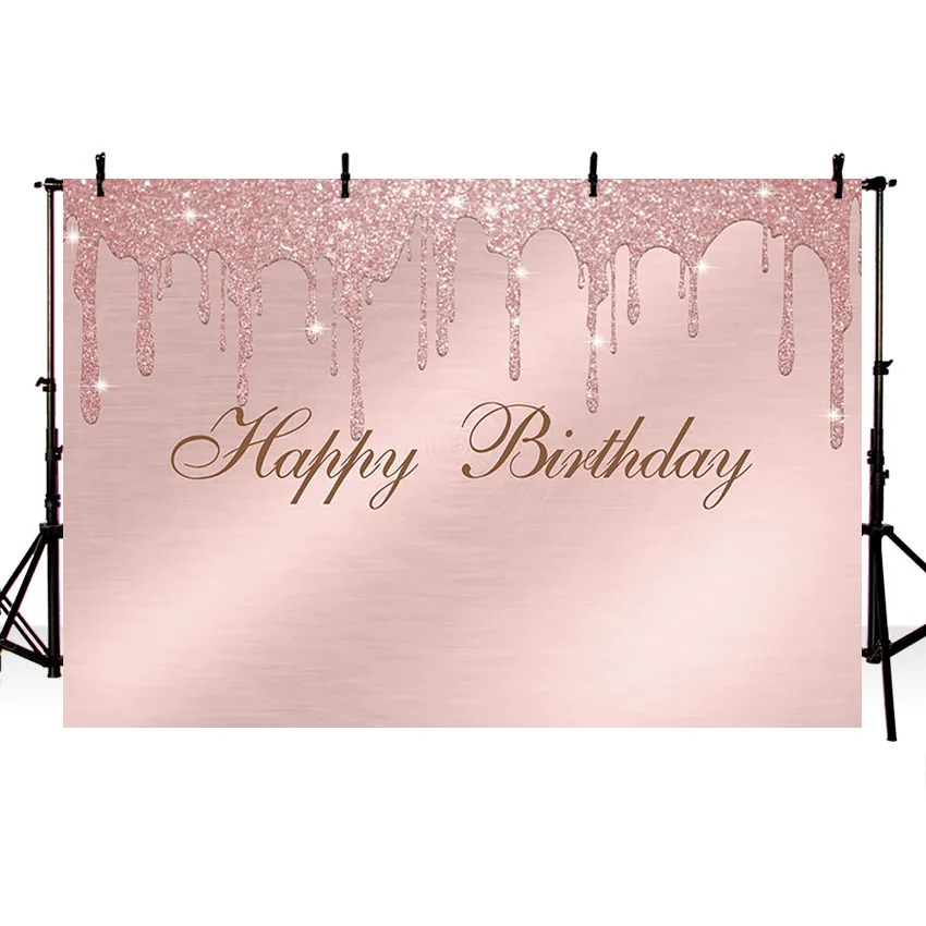 Avezano menina feliz aniversário pano de fundo rosa ouro rosa brilho fotografia estúdio foto fundo photozone decoração adereços