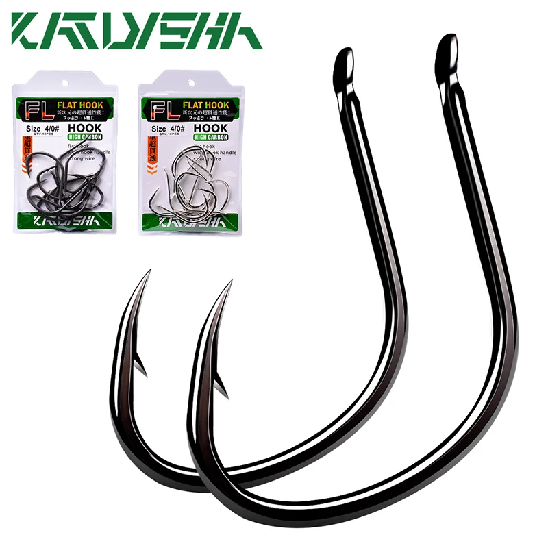 KATYUSHA 10Pcs Pike Jigging Single Hooks 1/0-2/0-3/0-4/0# Casting Jig Fishing Hooks Assist Fishhooks High Carbon Steel Hooks