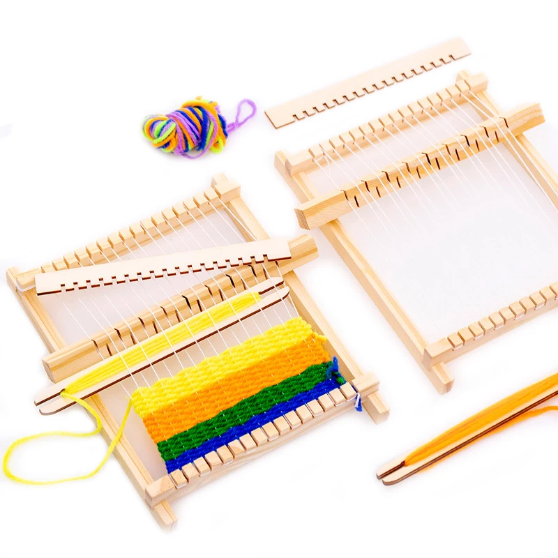 Children Wooden Diy Weave Loom Toys Set Pretend Play Hand Knitting Toys For Girls Household Knitting Machine Fine Motor Training