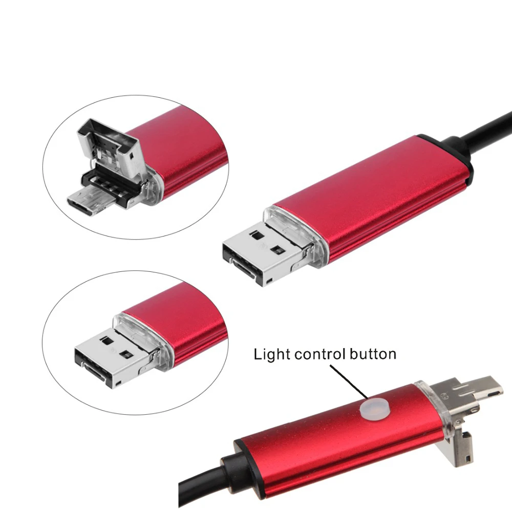 Android USB Endoscope 2in1 2MP 1M 2M 10M HD Camera 8mm Waterproof Snake USB Camera HD Inspection Endoscope
