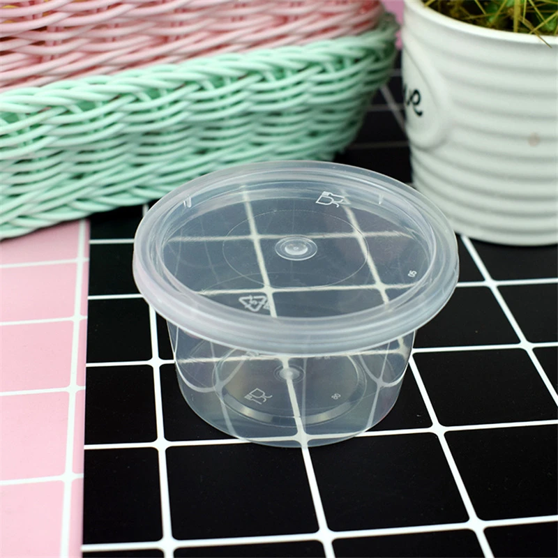 5/10pcs 100ml Disposable Plastic Takeaway Sauce Cup Containers Food Storage Box With Lids Pigment Paint Box Palette Reusable