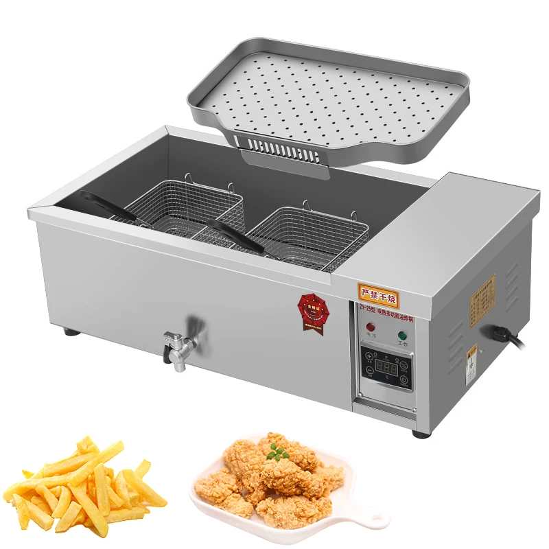 

Commercial Electric Deep Fryer Stainless Steel Big Capacity Double Oil Cylinder French Fries Frying Machine Fried Chicken