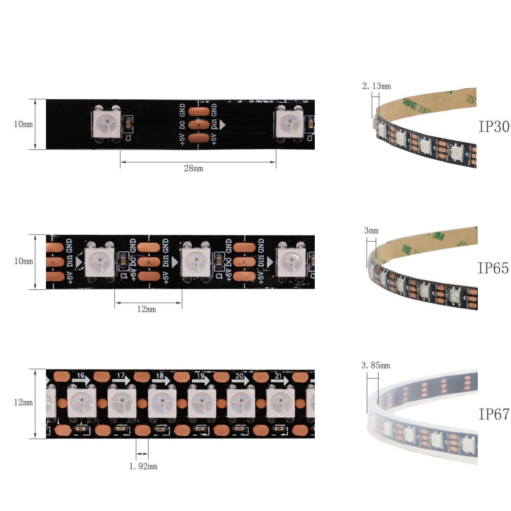 WS2812B Individually Addressable Led Strip WS2812 RGB Light SP108E WIFI Led Controller DC5V LED Power Supply Adapter KIT