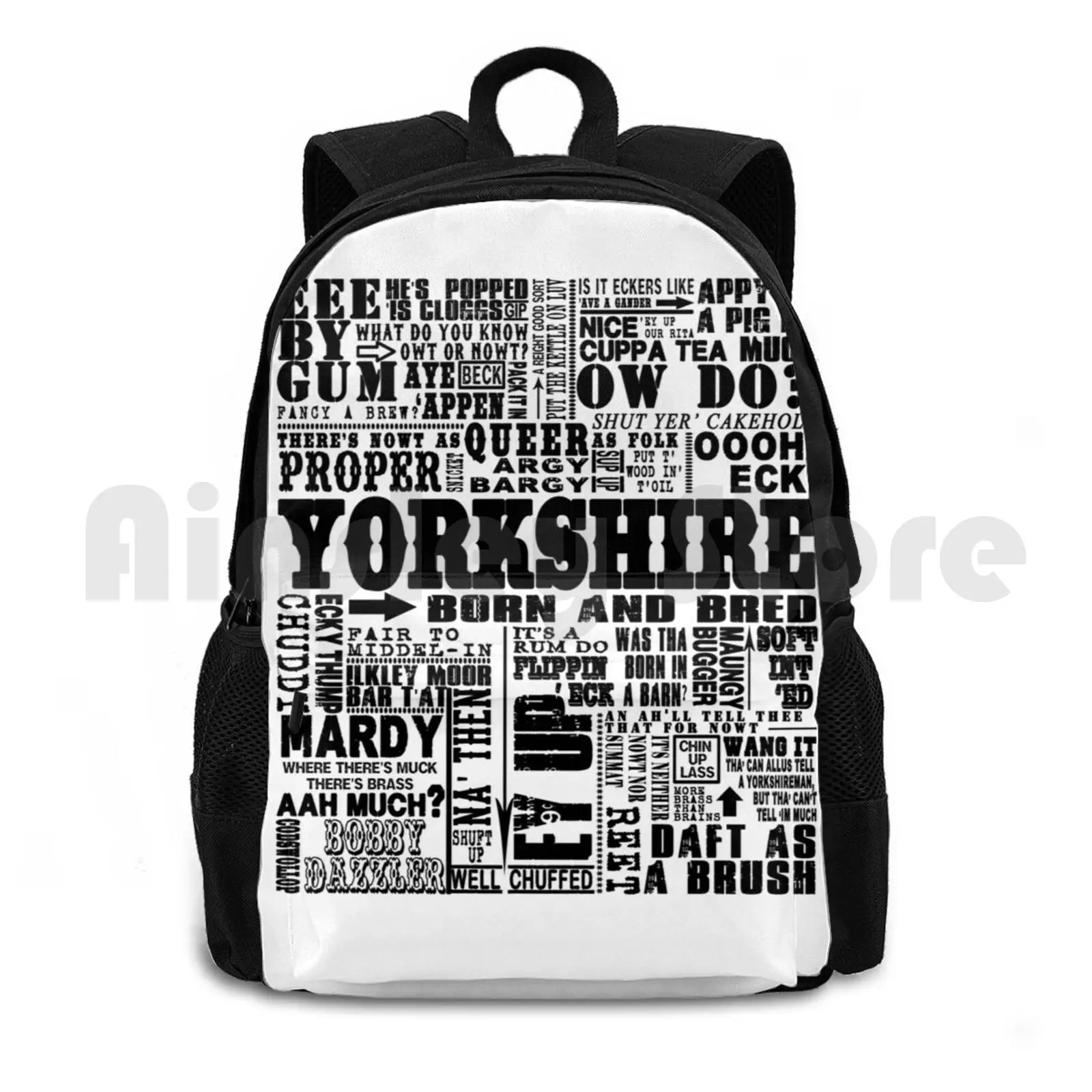 Yorkshire Sayings Outdoor Hiking Backpack Riding Climbing Sports Bag Vintage Yorkshire Funny Sayings Humour Word Art