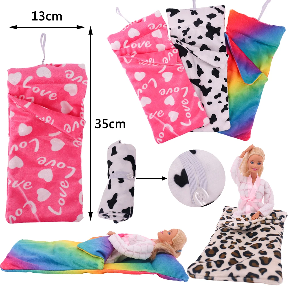 Doll Clothes Sleeping Bag Plush Pajamas Cute Speck Fit 11.8Inch Barbes Doll,30cm 1/6 BJD Doll,Christmas Toy Doll Accessories AG