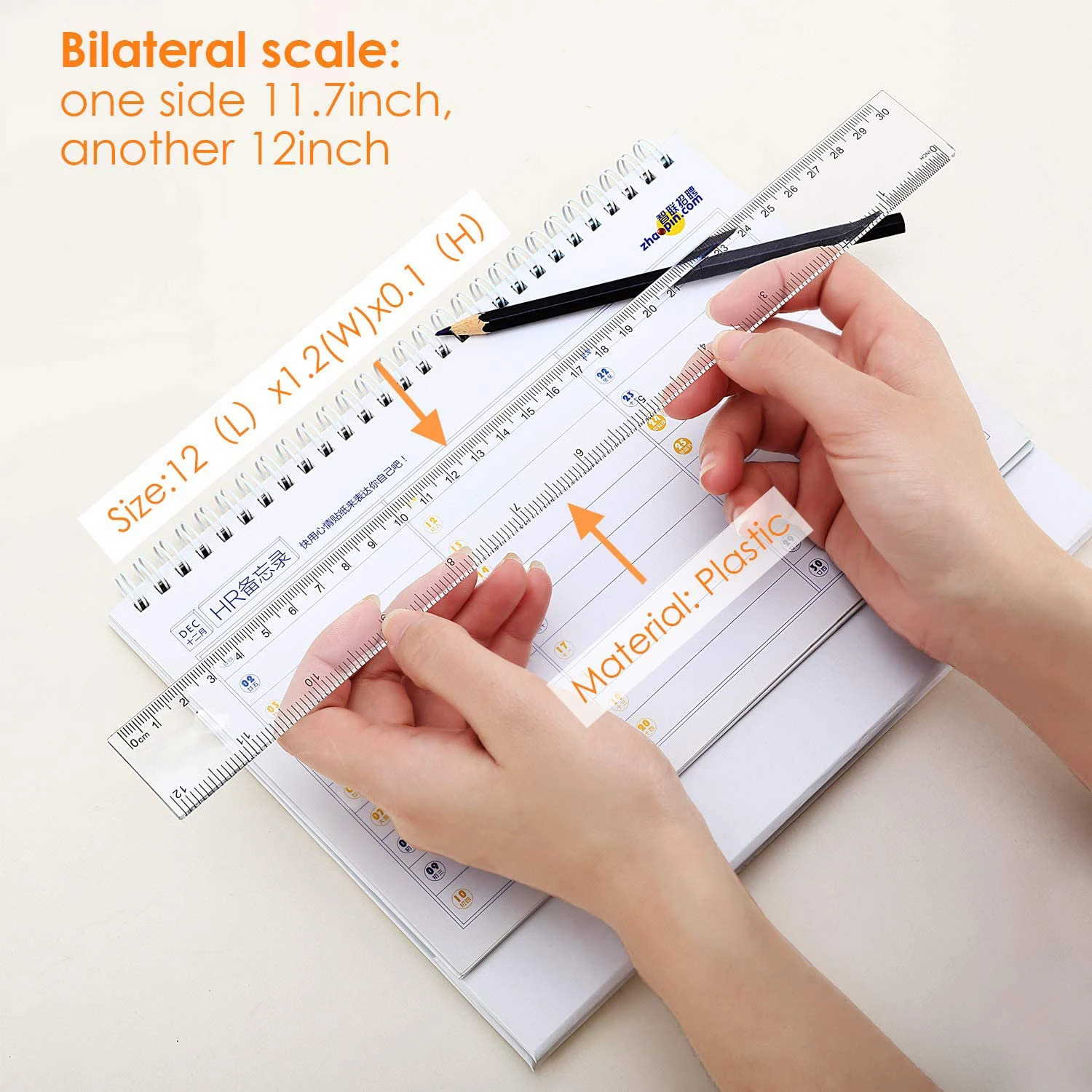 1PCS Plastic Ruler 15/20/30cm Standard/Metric Ruler Ruler Measuring Tool Student School Office Bilateral Printing School Supplie