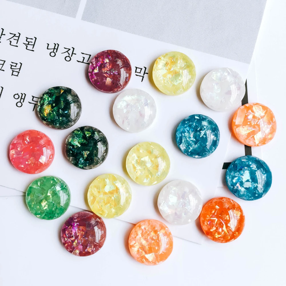 10mm 12mm Mixed Colors Resin Glass Cabochon Stone Fit Earring Pendant Base Jewelry Components Diy Material 80pcs