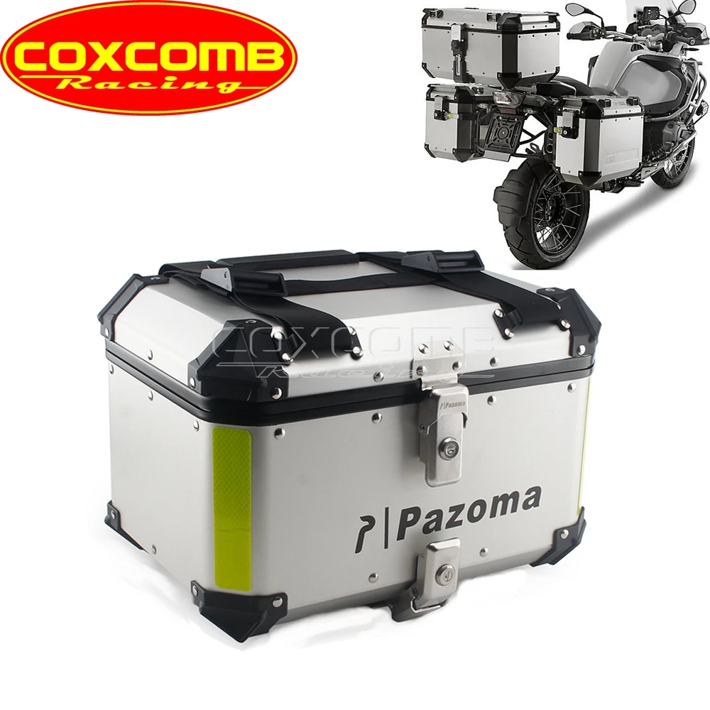 

Motorcycle 42L Sliver Top Case Bag Luggage Boxes For Harley Suzuki Honda Kawasaki Yamaha BMW Suitcase Pannier Cargo Topcase