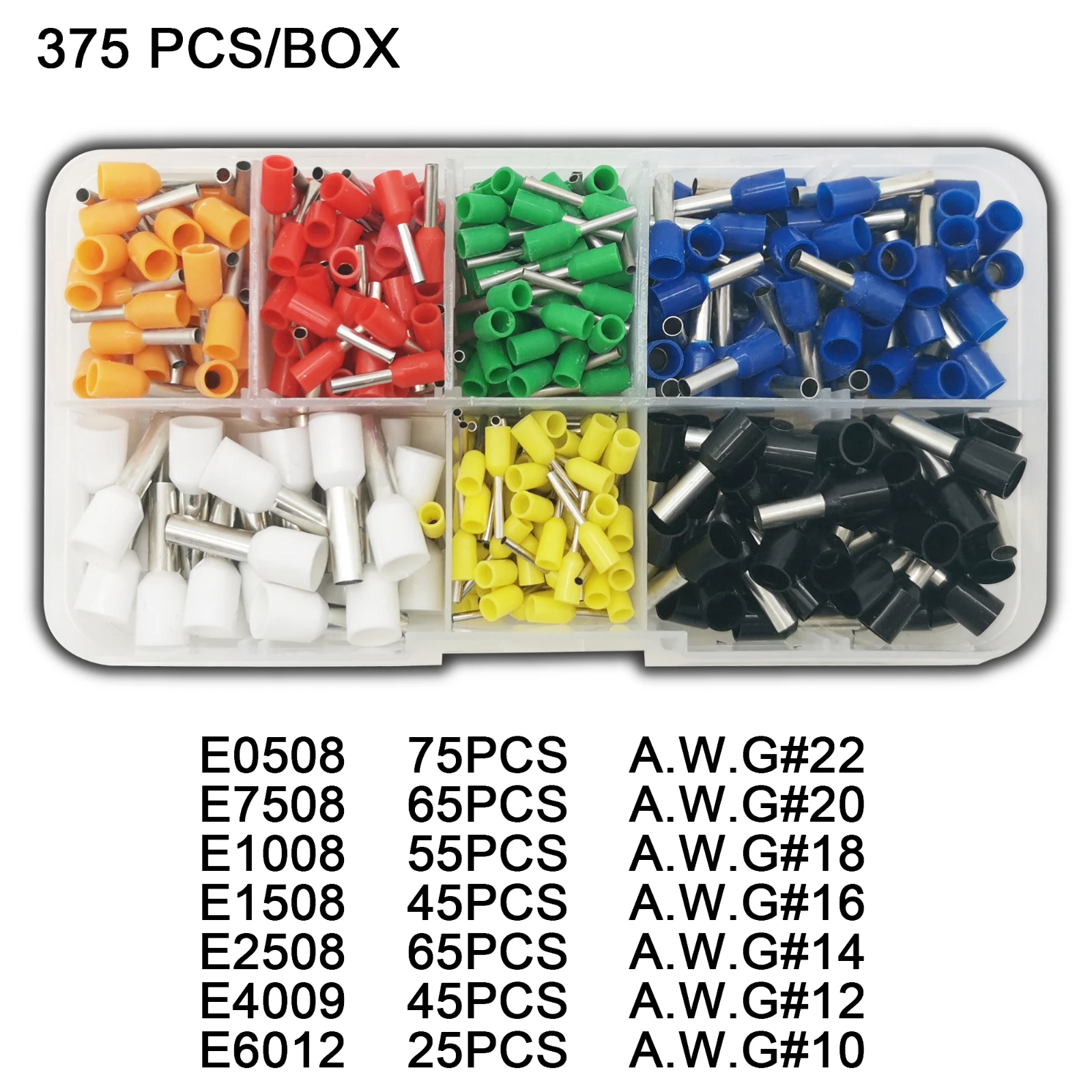 Tubular Terminal Verschiedene Stile Box-verpackt Elektrische Rohr Ferrule Terminal Isolierte Draht Stecker Crimpen Kit Set