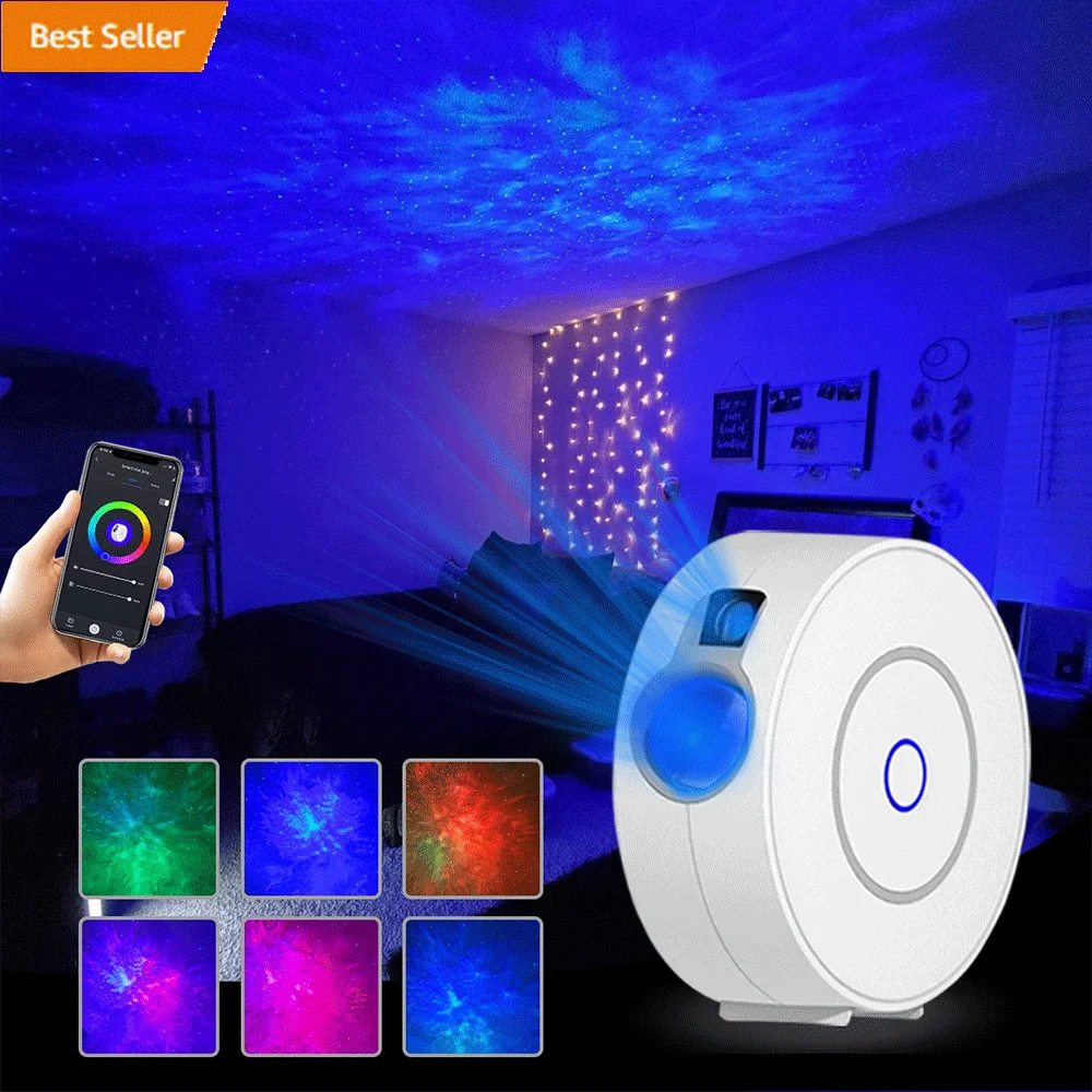 HIMOJOTuya Smart Star Projector WiFi Laser Starry Sky Projector Waving Led Colorful Home Atmosphere Light Wireless Control Alexa solar outdoor garden light up and down glowing atmosphere wall lamp courtyard street landscape garden decorative light