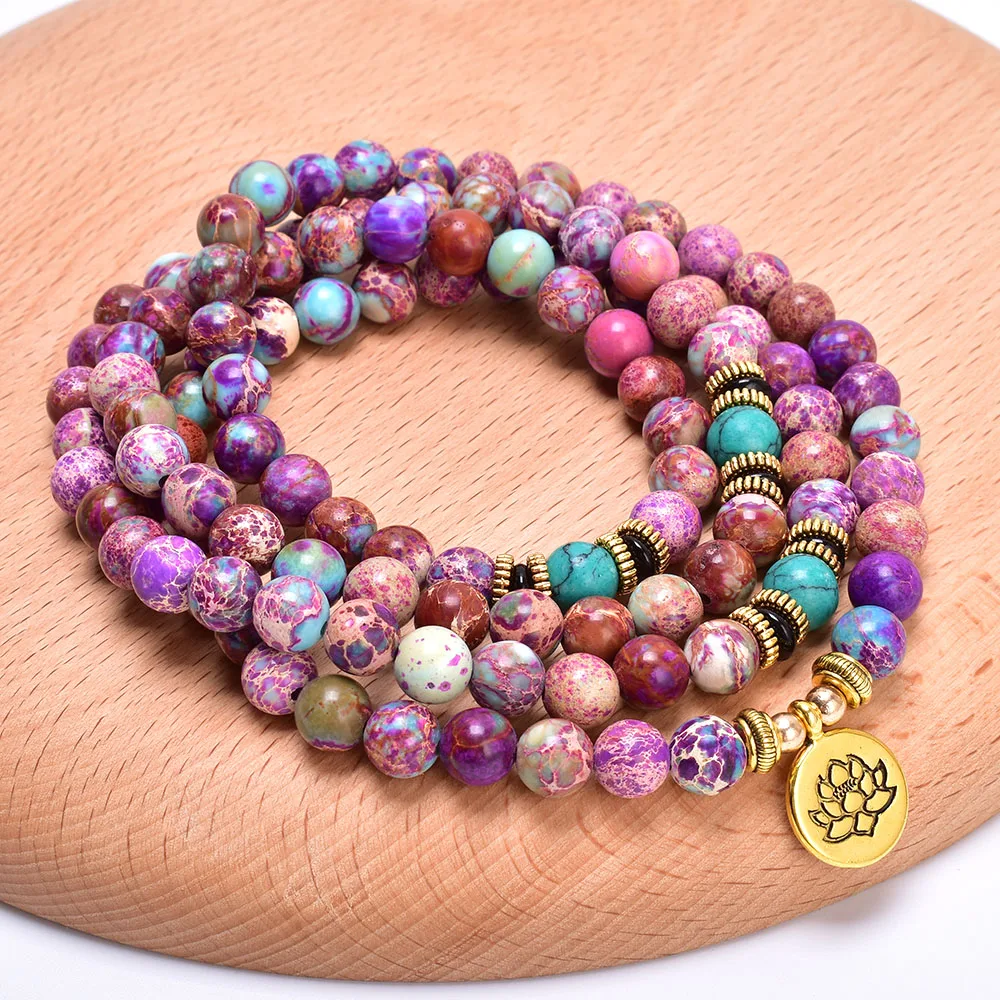 Women Healing Energy Protection Jewelry Natural Stone Japamala 108 Buddhist Prayer Bead Mala Bracelet Dropshipping