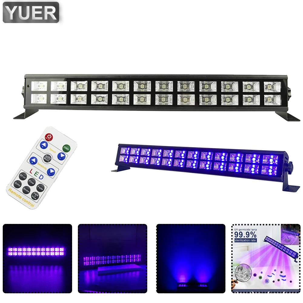 

NEW 24X3W LED Double Row UV Bar Stage Light DMX512 DJ Club Disco Party UV Par Lamp Purple Wall Washer Spot Light Dance Floor