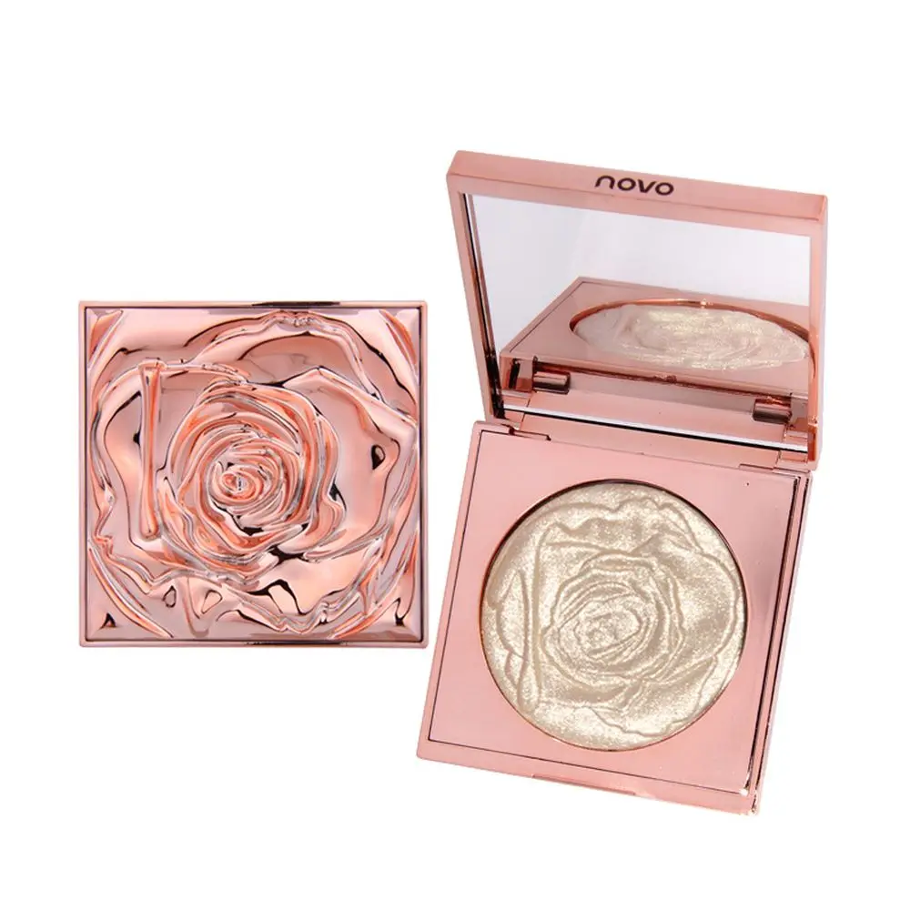 Rose Highlighter Blush Powder Glitter Palette Makeup 2 in 1 Facial Bronzer Glow Face Contour Shimmer Powder Illuminator Cosmetic