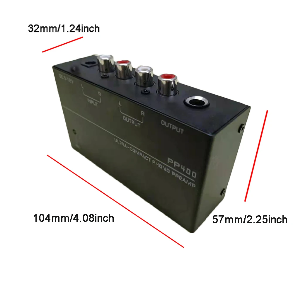 Ultra-Compact Phono Preamp Preamplifier With RCA 1/4Inch Support TRS Interfaces Preamplificador Phono Preamp PP400