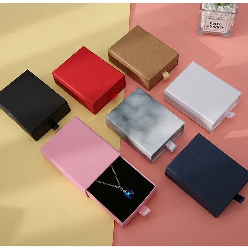 1 Stück bunte Geschenkbox für Ringe, Halsketten, Armbänder, Ohrringe, Geschenk, schicker kleiner Schmuck, Schmuck-Organizer, große Schublade, Karton – Detail 2