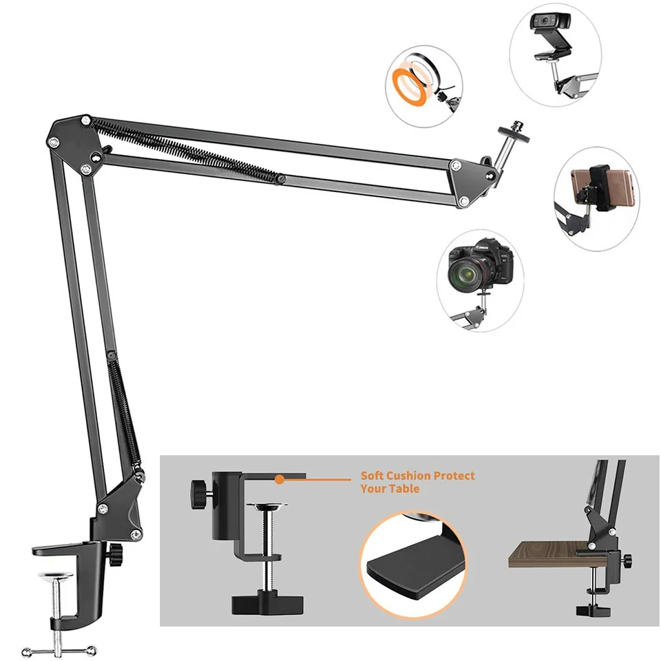 LED Selfie Video luce telefono Stand con braccio pieghevole dimmerabile treppiede fotografia riempire foto Studio illuminazione pannello lampada per Vlog
