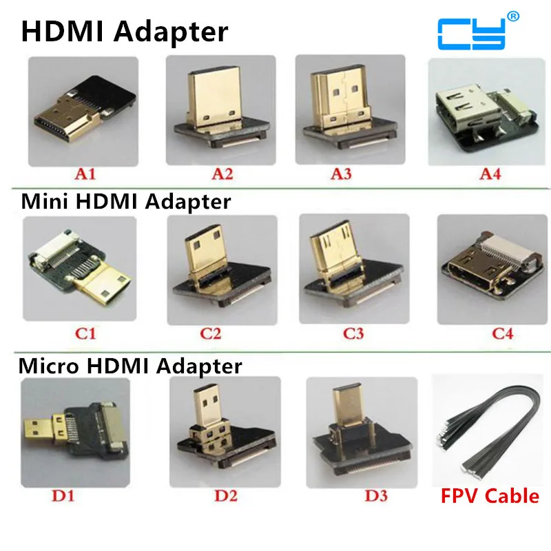 FPV Micro-HDMI Mini-HDMI 90 degree Adapter FPC Ribbon Flat Cable Pitch 20pin for Multicopter Aerial Photography 5cm-100cm