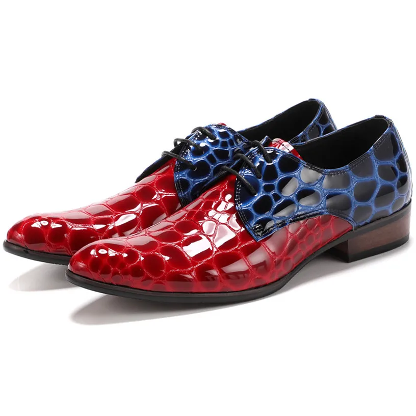 

Fashion Black / Red Mens Wedding Dress Shoes Patent Leather Social Shoes Male Formal Shoes