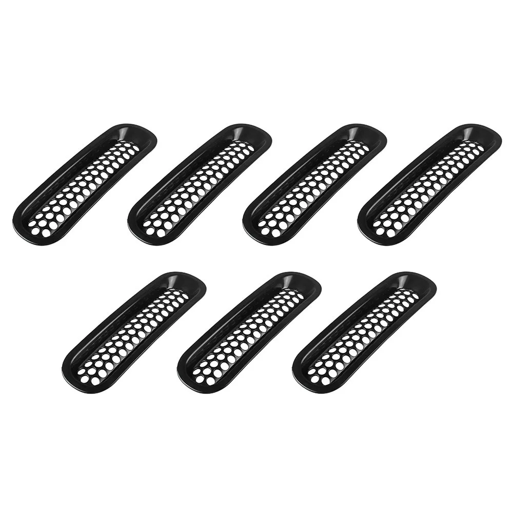 7 PCS Black Silver ABS Mesh Front Grille Trim Cover Car Inserts Racing Grille For Bumper Jeep Wrangler JK 2007-2015