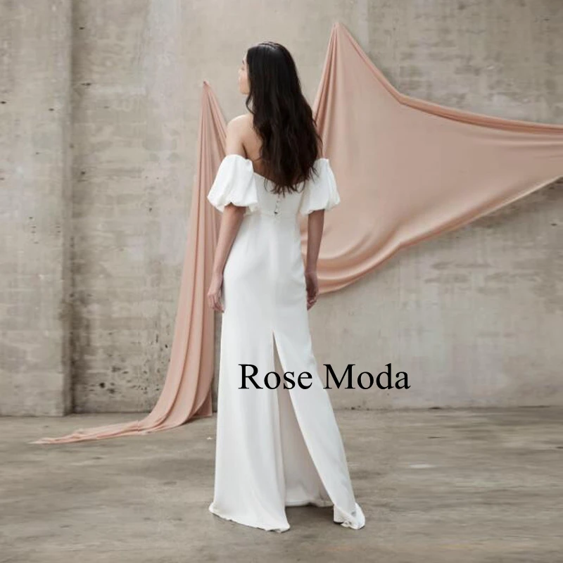 Rosa moda simples voltar fenda boho vestido de casamento com mangas removíveis feito sob encomenda