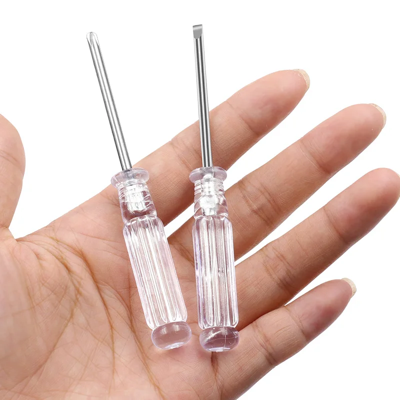 2pcs Mini Portable Screwdriver Set Kit Transparent Head Screwdriver Handle Repair Manual Precision Car Repair Tool