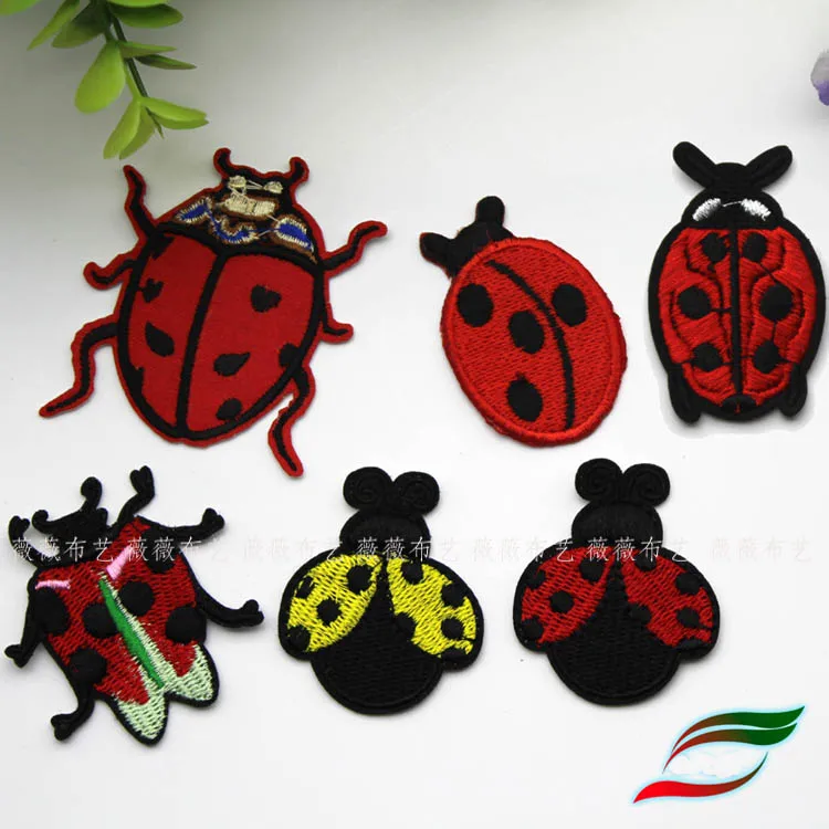 Adhesive tape sticker embroidery ladybug beetle seven stars ladybug insect accessories clothes decoration patch decal B445