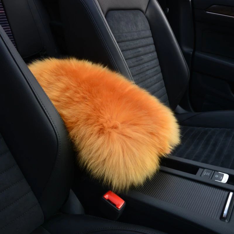 Universal Real Fur Plush Sheepskin Center Console Cover Furry Warm Fluffy Wool High Qulaity Furry Armrest Cover Car Accessories