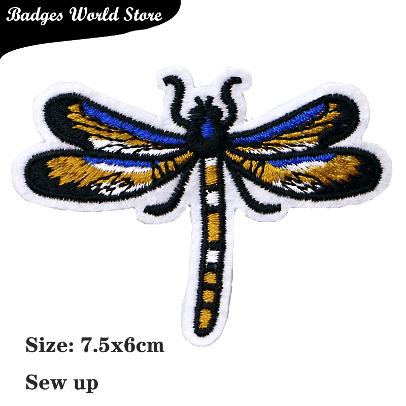 Flamingo Swallow Dragonfly Stork Cartoon icon Iron on Patches for Clothing DIY Stripes  Patchwork Stickers Custom Badges