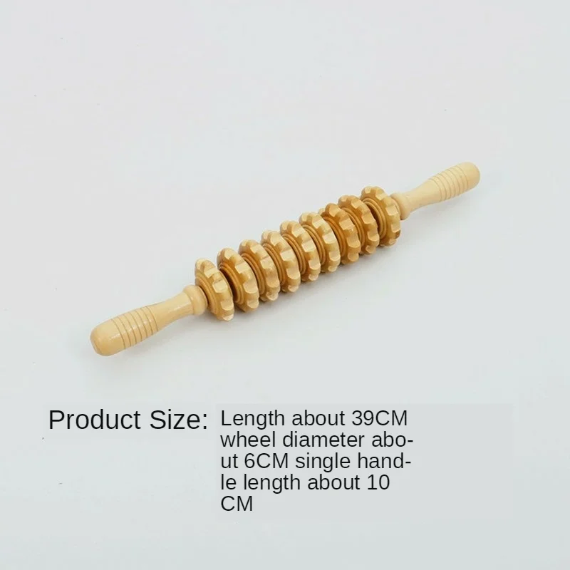 1pc 39cm 9 Rollers Yoga rod body massage roller stick pounded his waist back massage neck leg wooden relax massager Tools